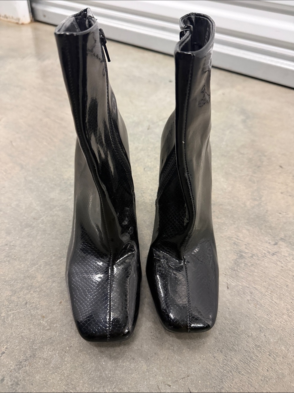 Mix No. 6 Black Patent Square-Toe Ankle Boots